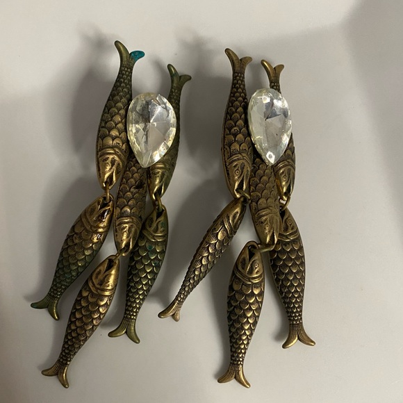 Retro Fish Drop/Dangle Statement Clip On Earrings - Picture 3 of 8